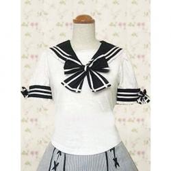 Amanda99 White Short Sleeves Lolita Cotton Blouse