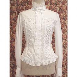 Amanda99 White Front Tie Lolita Blouse