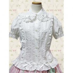 Amanda99 White Lace Short Sleeves Lolita Cotton Blouse