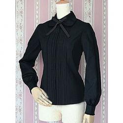 Amanda99 Black Bow Long Sleeves Cotton Lolita Blouse