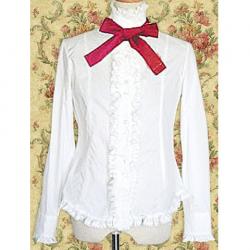 Amanda99 White Long Sleeves Bow Cotton Lolita Blouse