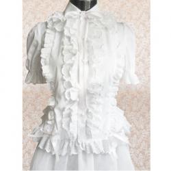 Amanda99 White Lace Short Sleeves Lolita Cotton Blouse