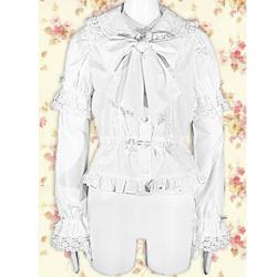 Amanda99 White Long Sleeves Crocheted Lace Decoration Lolita Blouse