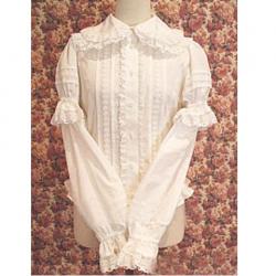 Amanda99 White Lace Long Sleeves Lolita Cotton Blouse