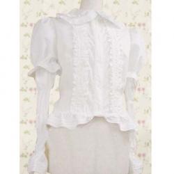 Amanda99 White Lace Short Sleeves Lolita Cotton Blouse