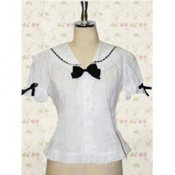 Amanda99 White Lace Short Sleeves Lolita Cotton Blouse