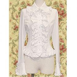Amanda99 White Long Sleeves Ruffles Cotton Lolita Blouse