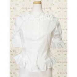 Amanda99 White Lace Short Sleeves Lolita Cotton Blous