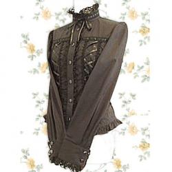 Amanda99 Brown Front Tie Lolita Blouse
