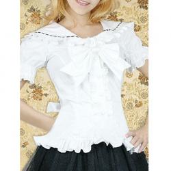 Amanda99 White Short Sleeves Bow Lolita Blouse