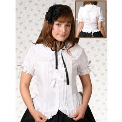 Amanda99 White Lace Short Sleeves Lolita Cotton Blouse