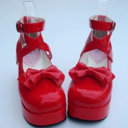 Amanda99 7.5cm Heel With 3.5cm Platform Red PU Lolita Shoes