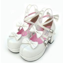 Amanda99 7.5cm Heel With 3.5cm Platform White PU Lolita Shoes