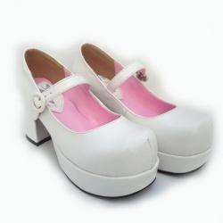 Amanda99 7.5cm Heel With 3.5cm Platform White PU Lolita Shoes