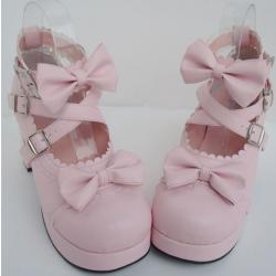 Amanda99 7.5cm Heel With 3.5cm Platform Pink PU Lolita Shoes