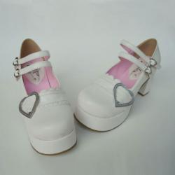 Amanda99 8cm Heel With 3.5cm Platform White PU Lolita Shoes