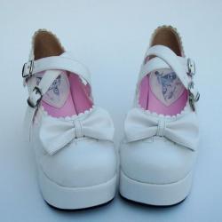 Amanda99 8cm Heel With 3.5cm Platform White PU Lolita Shoes
