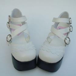 Amanda99 7.5cm Heel With 3.5cm Platform White PU Lolita Shoes
