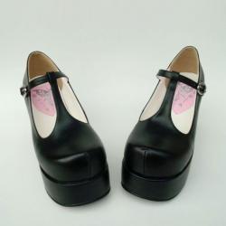 Amanda99 8cm Heel With 3.5cm Platform Black PU Lolita Shoes