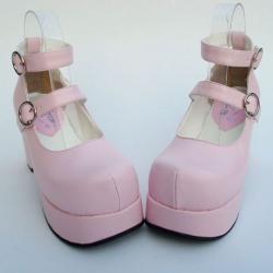 Amanda99 8cm Heel With 3.5cm Platform Pink PU Lolita Shoes