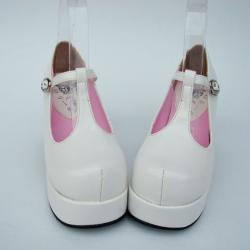 Amanda99 8cm Heel With 3.5cm Platform White PU Lolita Shoes
