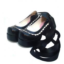 Amanda99 8cm Heel With 3.5cm Platform Black PU Lolita Shoes