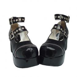 Amanda99 8cm Heel With 3.5cm Platform Black PU Lolita Shoes