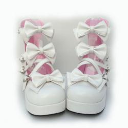 Amanda99 6.5cm Heel With 3cm Platform White PU Lolita Shoes