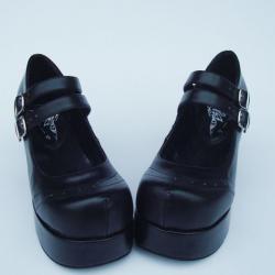 Amanda99 8cm Heel With 4cm Platform Black PU Lolita Shoes