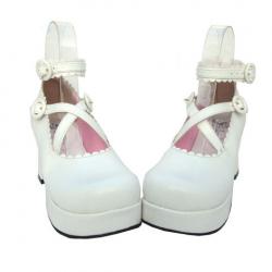 Amanda99 7.5cm Heel With 3cm Platform White PU Lolita Shoes