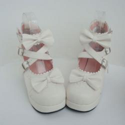 Amanda99 7.5cm Heel With 3.5cm Platform White PU Lolita Shoes