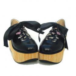Amanda99 8cm Heel With 5cm Platform Black PU Lolita Shoes