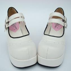 Amanda99 8cm Heel With 4cm Platform White PU Lolita Shoes