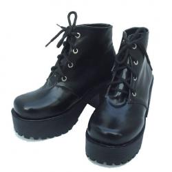 Amanda99 8cm Heel With 4.5cm Platform Black PU Lolita Shoes