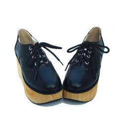 Amanda99 8cm Heel With 5cm Platform Black PU Lolita Shoes