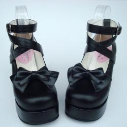 Amanda99 8cm Heel With 4cm Platform Black PU Lolita Shoes