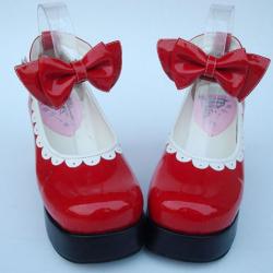Amanda99 7.5cm Heel With 3.5cm Platform Red PU Lolita Shoes
