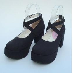 Amanda99 8cm Heel With 4cm Platform Black Velvet Lolita Shoes