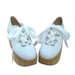Amanda99 8cm Heel With 5cm Platform White PU Lolita Shoes