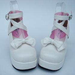 Amanda99 8cm Heel With 4cm Platform White PU Lolita Shoes