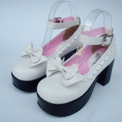 Amanda99 7.5cm Heel With 3.5cm Platform White PU Lolita Shoes