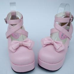 Amanda99 8cm Heel With 4cm Platform Pink PU Lolita Shoes