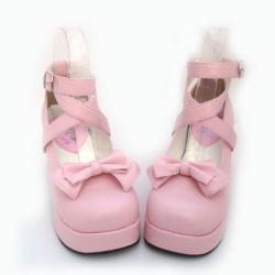 Amanda99 8cm Heel With 4cm Platform Pink PU Lolita Shoes