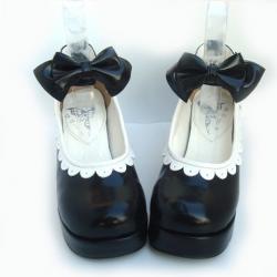 Amanda99 7.5cm Heel With 3.5cm Platform Black PU Lolita Shoes