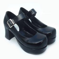 Amanda99 7.5cm Heel With 3cm Platform Black PU Lolita Shoes