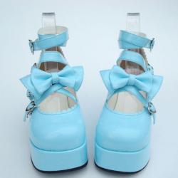 Amanda99 7cm Heel With 4cm Platform Blue bow decoration Lolita