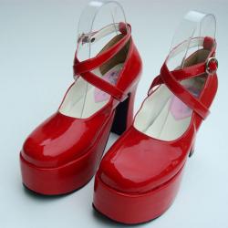 Amanda99 11.5cm Heel With 5cm Platform Red PU Lolita Shoes