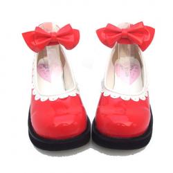Amanda99 4cm Heel With 1.5cm Platform Red PU Lolita Shoes