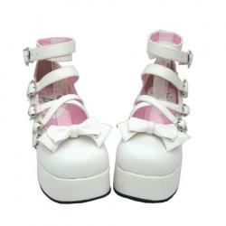 Amanda99 7cm Heel With 4cm Platform White bow decoration Lolita Shoes