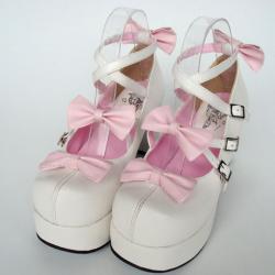 Amanda99 8cm Heel With 3.5cm Platform White PU Lolita Shoes